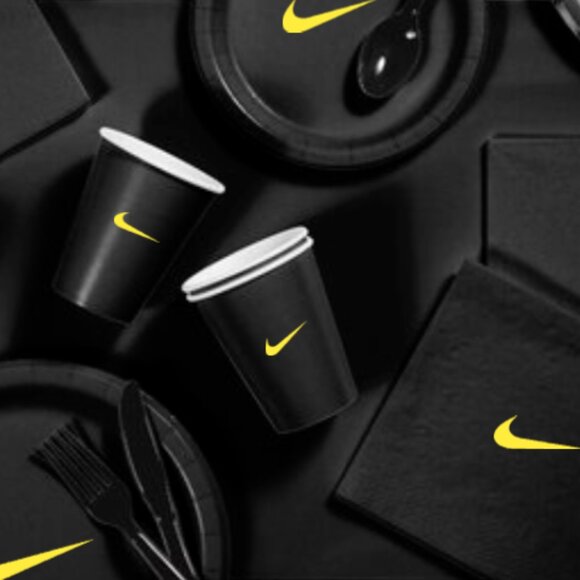 Custom Sw00sh Party, Birthday Party Dinnerware Set of 60 total pieces-Black - Picture 4 of 5